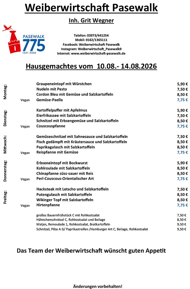 Speisekarte